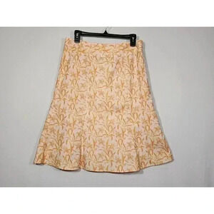 Vintage Y2K GAP Women Floral Midi Stretch A-line Flare Summer Skirt Peach Size 4